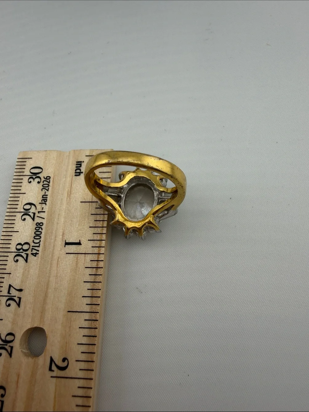 Vintage Clear Crystal Statement Ring in Silver tone